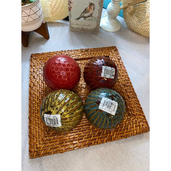 Set 4 GUC Ceramic Glass Decor Accent Balls Boho Style From Wayfair Decoration - Picture 3 of 7